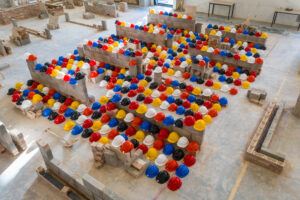 454 hard hats represent the number of UK construction suicides each year