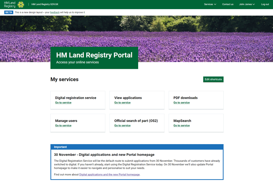 The HM Land Registry customer portal redesign - 30 November